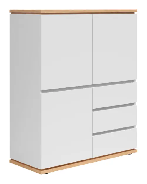 Cómoda Yamael 100 cm con 3 puertas y cajones blanca