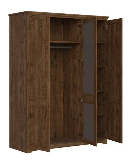 Armario de tres puertas Patras 153 cm con espejo roble april