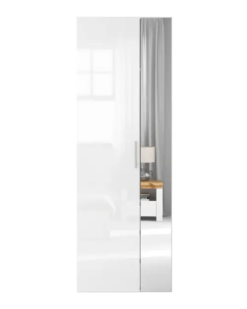 Armario de dos puertas Flex 75 cm con espejo blanco brillo