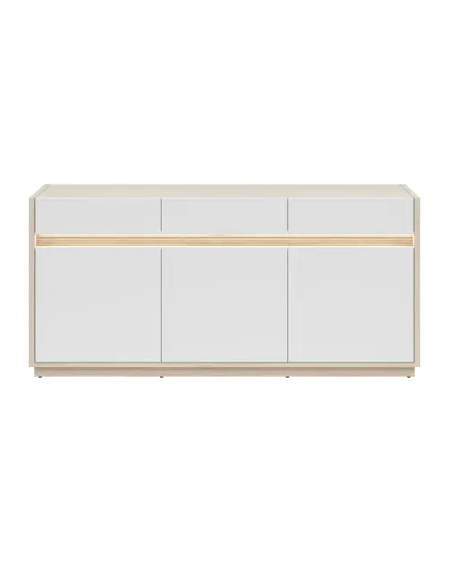 Cómoda Kim con 3 puertas y 3 cajones roble riva claro/blanco