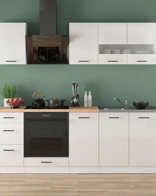 Conjunto de cocina Junona Line 220 cm tiza brillo