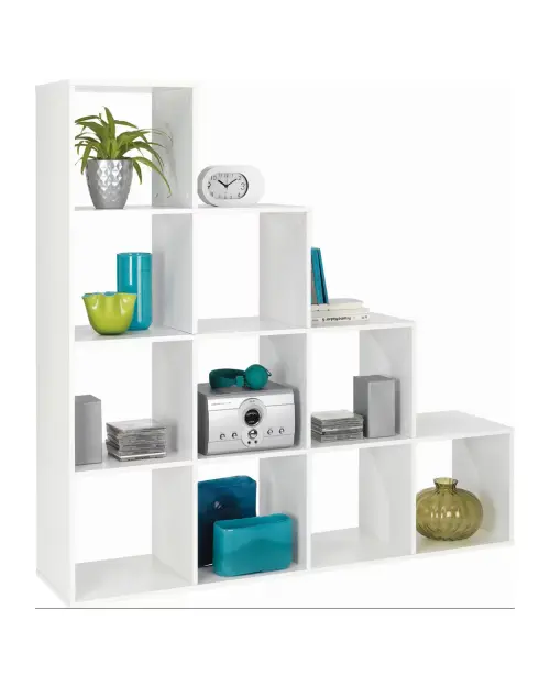 Estantería Luna 149 cm con 10 estantes blanca
