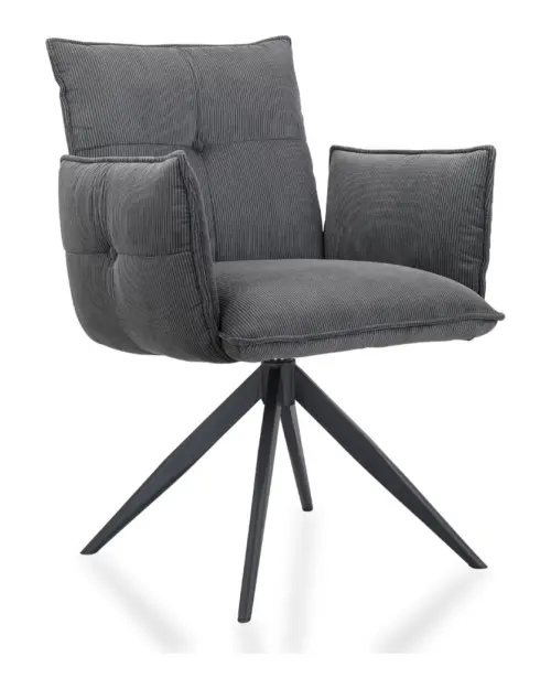 Silla tapizada Coco giratoria de pana antracita