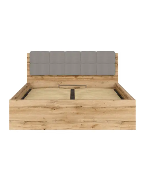 Cama Tetrix 160x200 con somier y contenedor roble wotan