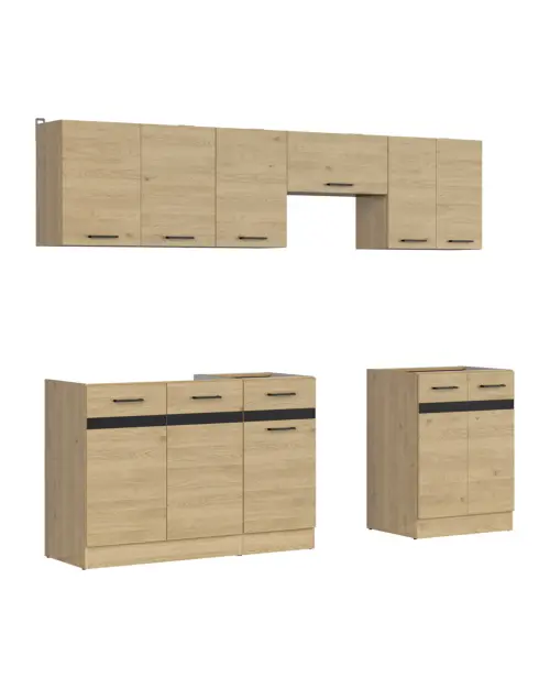 Conjunto de cocina Junona Line 240 cm roble bernstein sin encimera