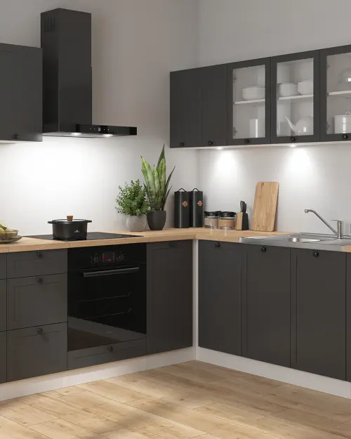 Conjunto de cocina de esquina Junona Line 220x240 grafito con encimera