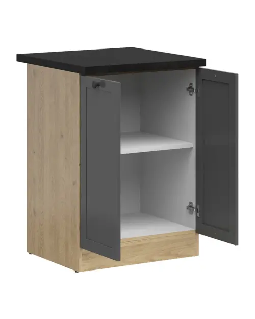 Mueble bajo de cocina Junona Line 60 cm de dos puertas grafito con encimera