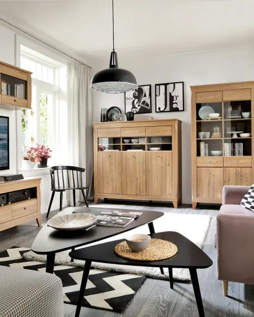 Vitrina Bergen 102 cm con 4 puertas alerce sibiu dorado