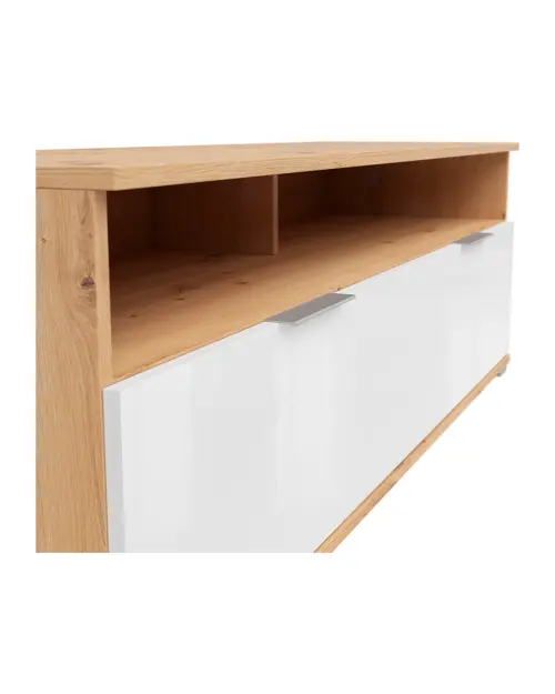 Mueble tv Zele con 2 cajones roble artisan/blanco brillo