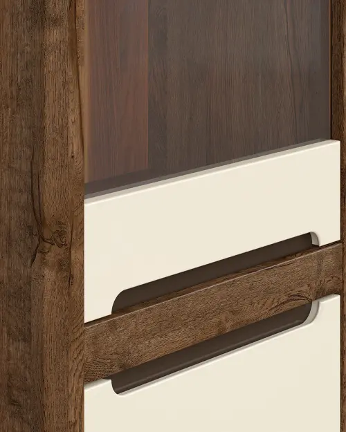 Vitrina Ruso 69 cm con 2 puertas roble april/brillo perlado