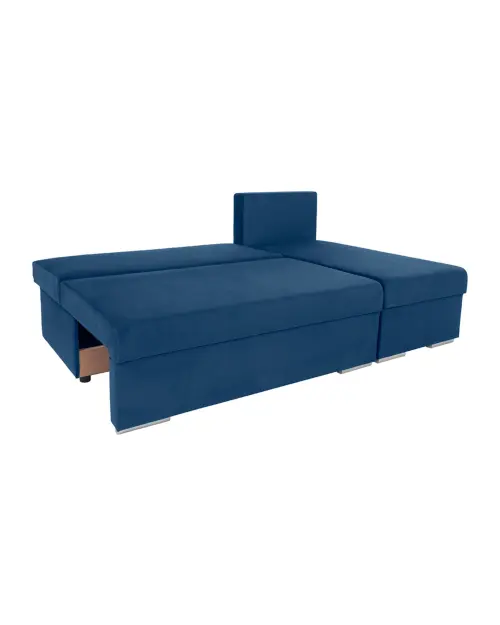 Универсальный угловой диван Laro раскладной с ящиком для белья темно-синий