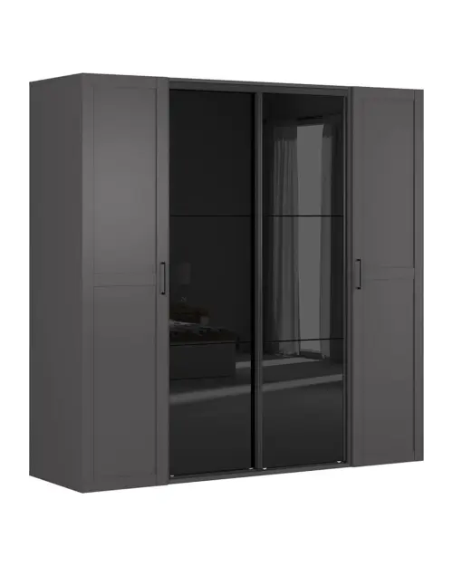 Armario modular Flex 220 cm corredero grafito/negro brillo