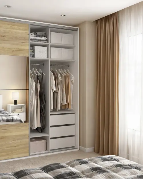 Armario de puertas correderas Flex 200 cm con espejo blanco/roble mauvella
