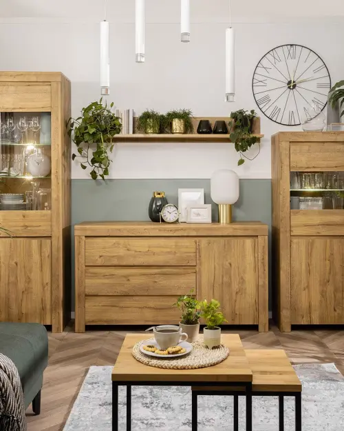 Vitrina Holten 98 cm con 3 puertas roble waterford