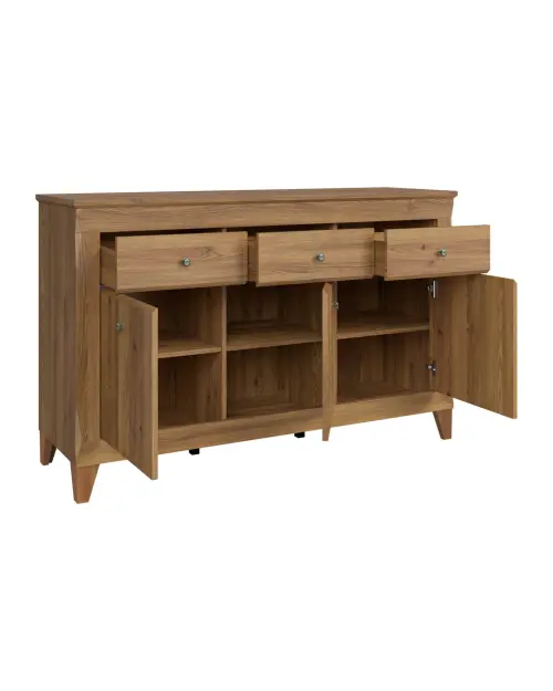 Cómoda Bergen 156 cm con 3 puertas y 3 cajones alerce sibiu dorado