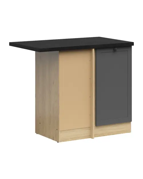 Armario de cocina inferior de esquina Junona Line izquierdo grafito con encimera ocupa el rincón 100x60 cm