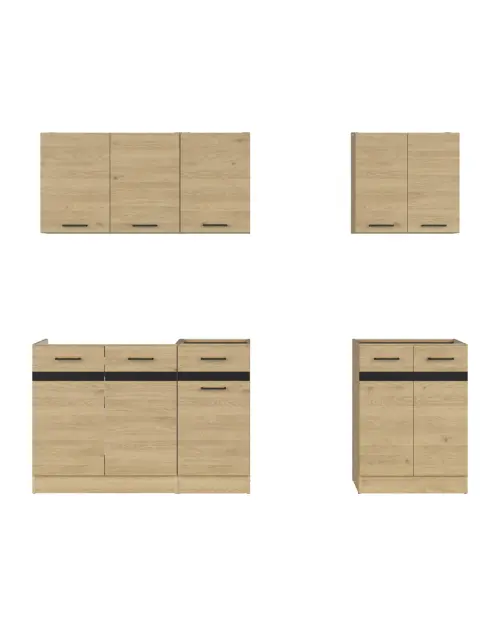 Conjunto de cocina Junona Line A 180 cm roble bernstein sin encimera