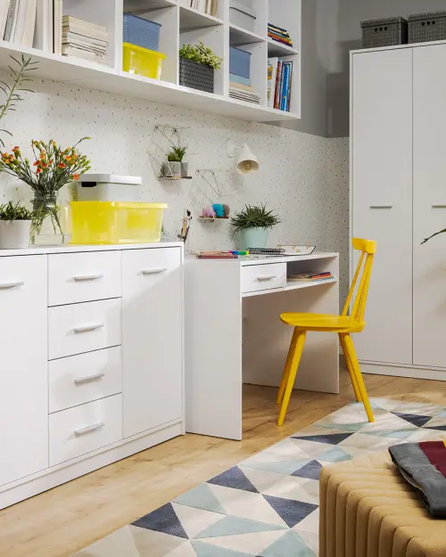 Cómoda Nepo Plus 119 cm con 2 puertas y 4 cajones blanca