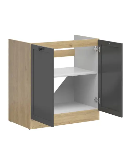 Mueble de cocina bajo fregadero Junona Line 80 cm con 2 puertas roble bernstein/grafito