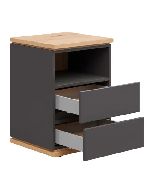 Mesita de noche Yamael 45 cm con cajones grafito