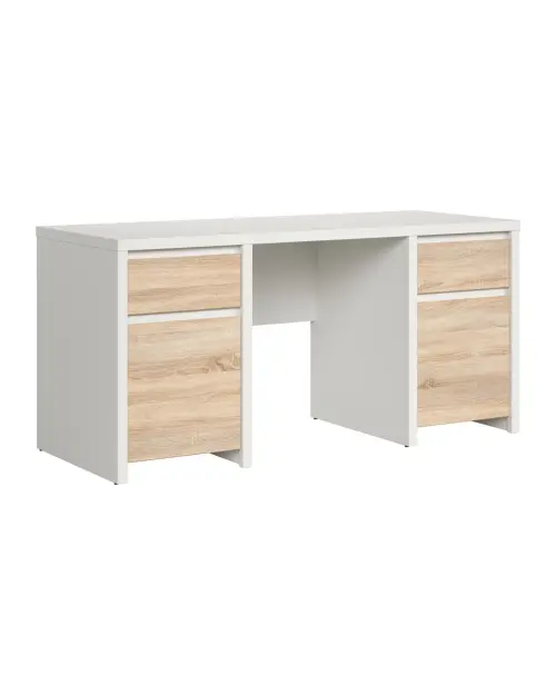 Escritorio Kaspian 160 cm con 2 puertas y cajones blanco/roble sonoma