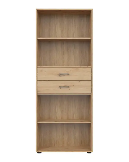 Estantería Space Office 80 cm con 2 cajones y 4 estantes roble artisan