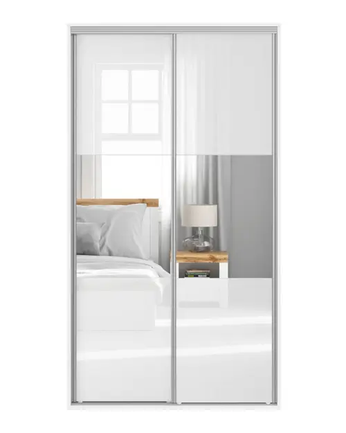 Шкаф-купе Flex 120 см с зеркалом белый глянец