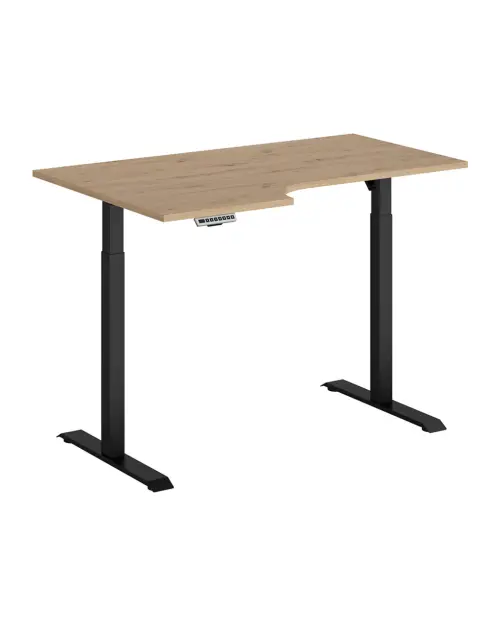 Escritorio de esquina con regulación eléctrica Space Office 140 cm izquierdo roble artisan