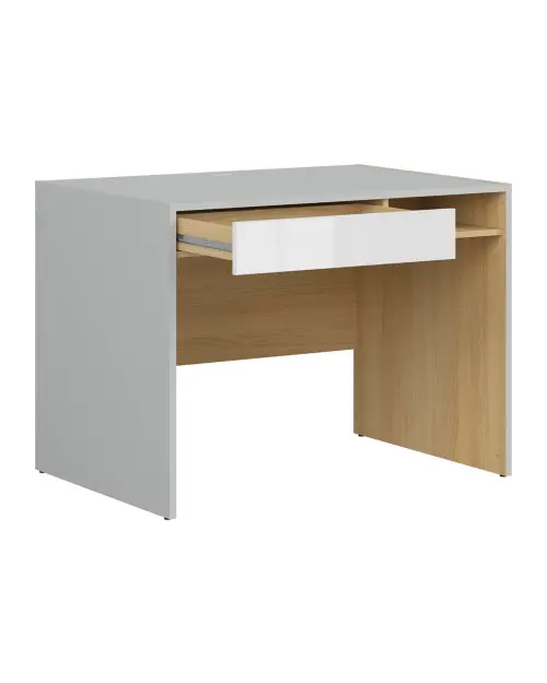 Escritorio Nandu 100 cm con cajón y estante gris/roble polaco