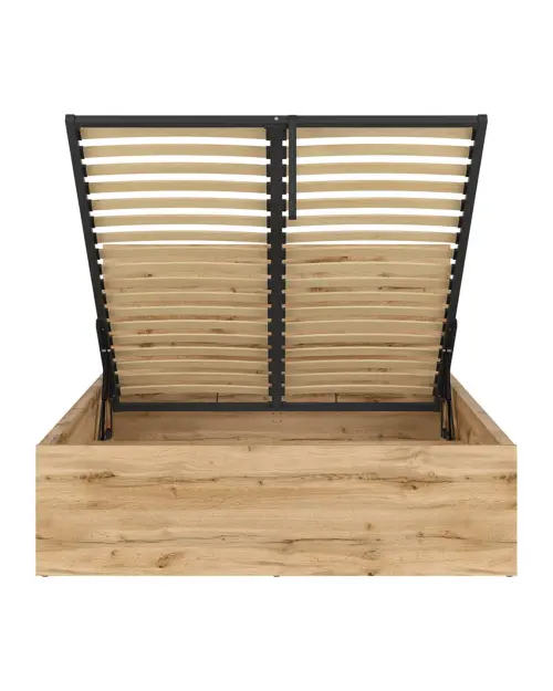 Cama Tetrix 140x200 con somier y contenedor roble wotan