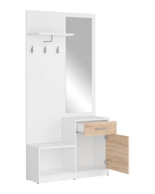 Conjunto de recibidor Nepo Plus 90 cm blanco/roble sonoma
