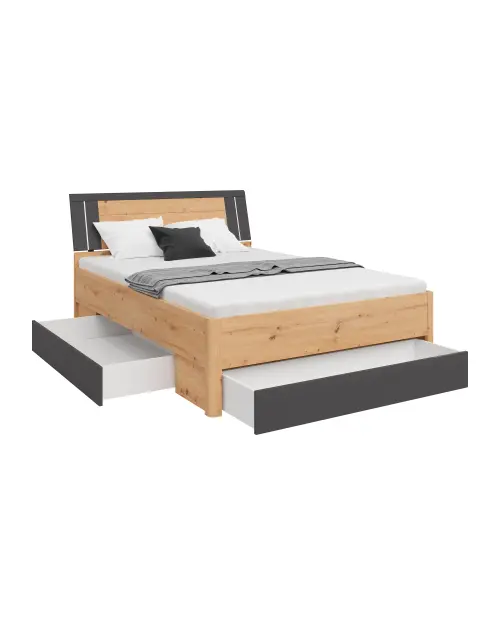 Cama Saturn 140x200 con 3 cajones roble artisan/grafito