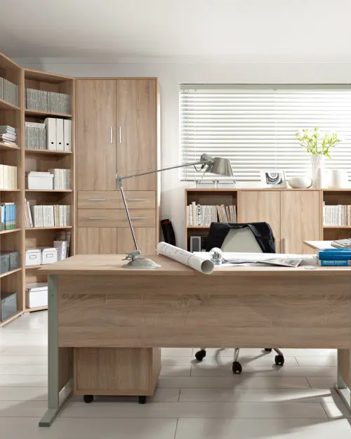 Estantería Brw Office 79 cm con 2 puertas y 4 estantes roble sonoma