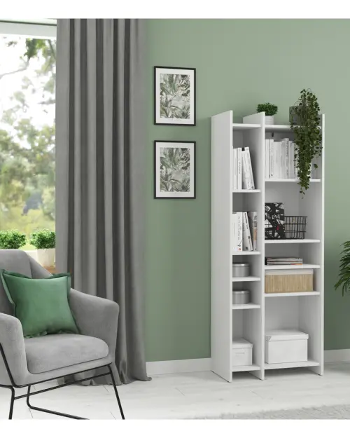 Shelving unit Benny 60 cm with 8 shelves white