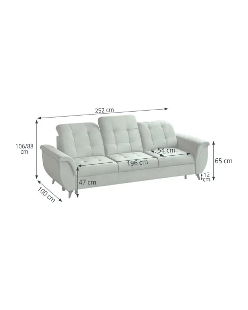 Sofa trzyosobowa rozkładana Doria z zielonego aksamitu