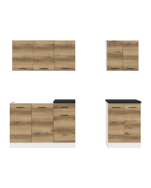 Conjunto de cocina Junona Line A 180 cm roble delano claro con encimera