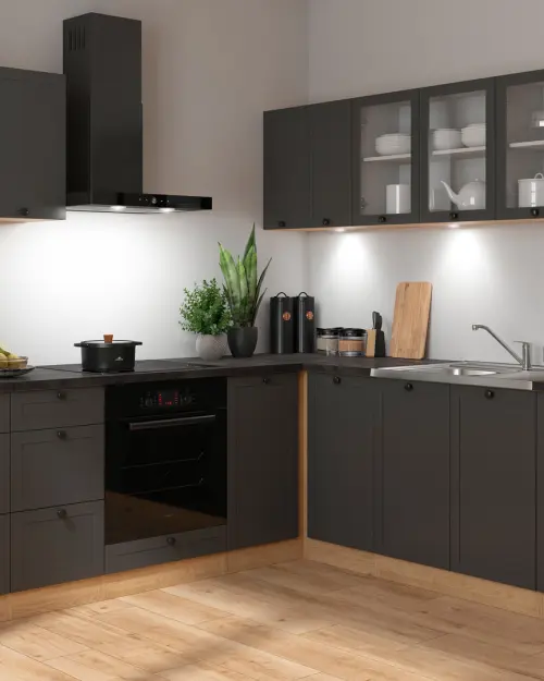 Conjunto de cocina de esquina Junona Line 220x240 grafito con encimera