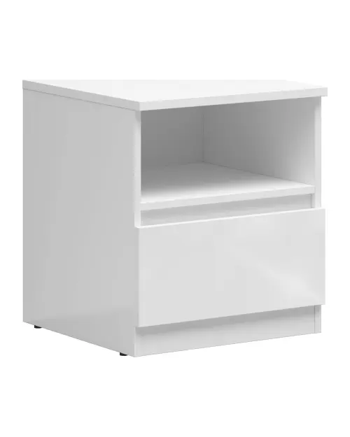 Mesita de noche Tetrix 45 cm con cajón blanco brillo