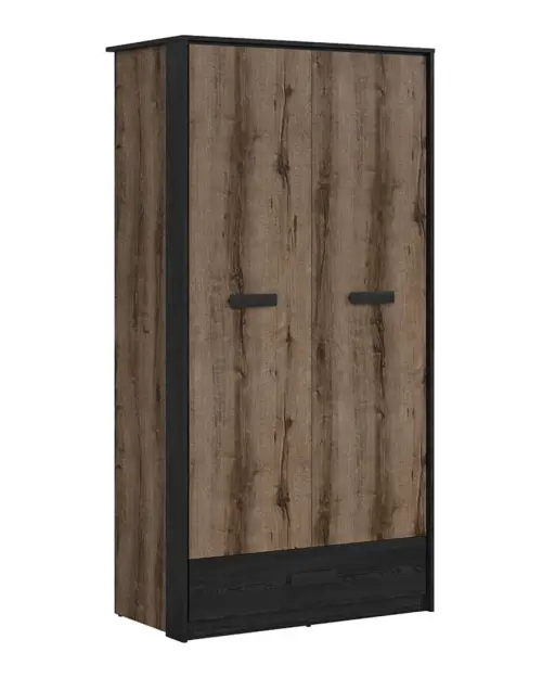 Armario de dos puertas Kassel 100 cm con cajón roble monastery/roble negro