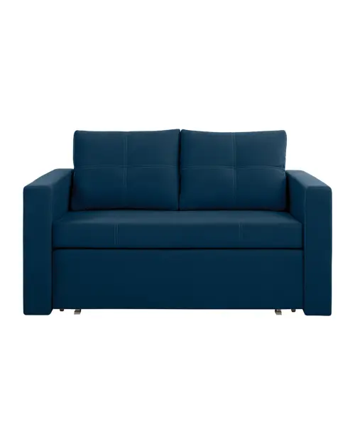 Dwuosobowa sofa rozkładana Bunio III z pojemnikiem, niebieska