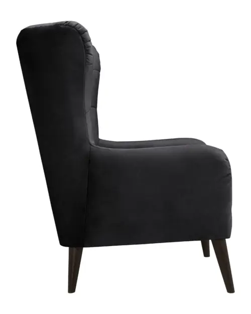 Sillón orejero Casey de terciopelo negro