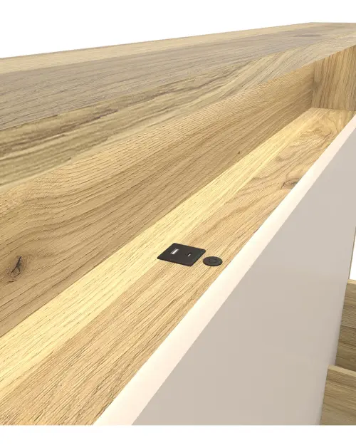 Кровать Dalva 160x200 с основанием и ящиком дуб маувелла/кашемир