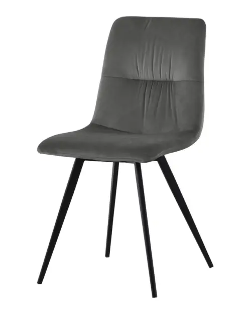 Silla tapizada Jamil de terciopelo gris