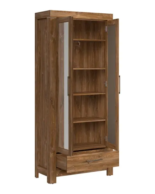 Estantería Gent 88 cm con cajón y 2 puertas con espejo roble stirling