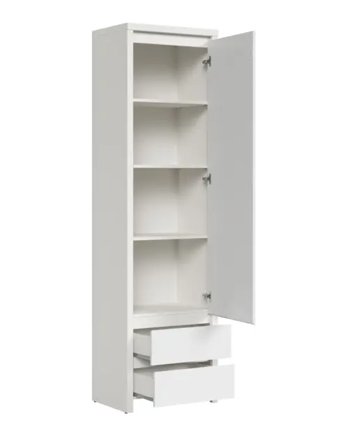 Estantería Kaspian 56 cm con puertas y 2 cajones blanco