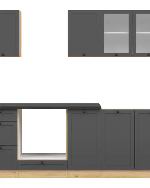 Conjunto de cocina Junona Line 220 cm grafito con encimera