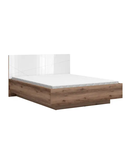 Cama Forn 160x200 con somier y arcón roble delano oscuro/blanco