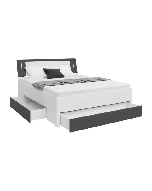 Cama Saturn 160x200 con 3 cajones blanco/grafito