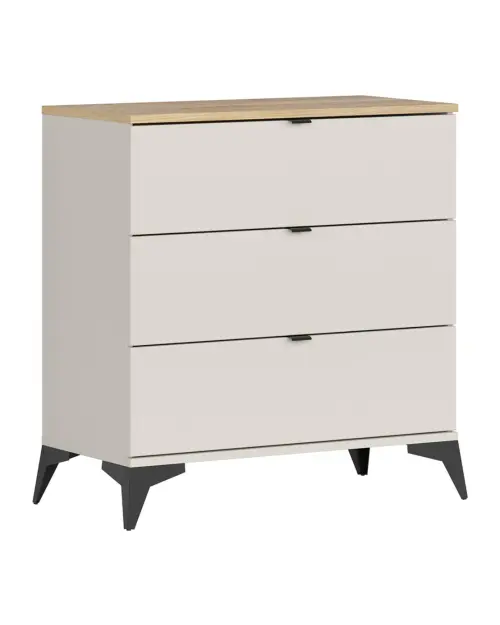 Cómoda Glamour 85 cm con 3 cajones cachemira/roble mauvella