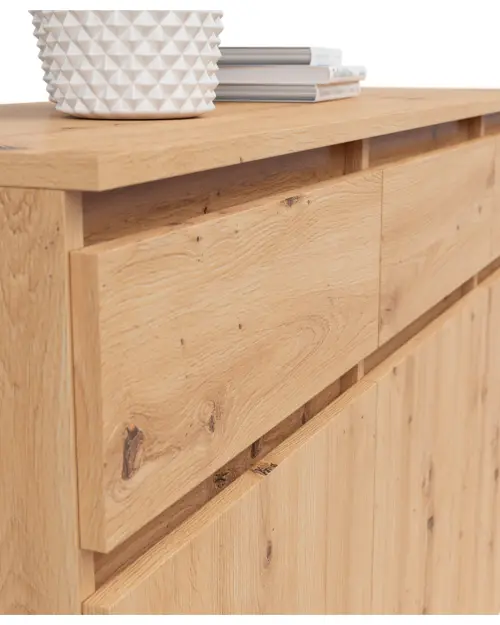 Cómoda Saturn 135 cm con 3 puertas y 3 cajones roble artisan